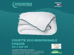 Vente-unique Couette chaude recyclée de DREAMEA en microfibre - 140 x 200 cm - 350 gr/ m² - Biais bleu - ROSA* Couette