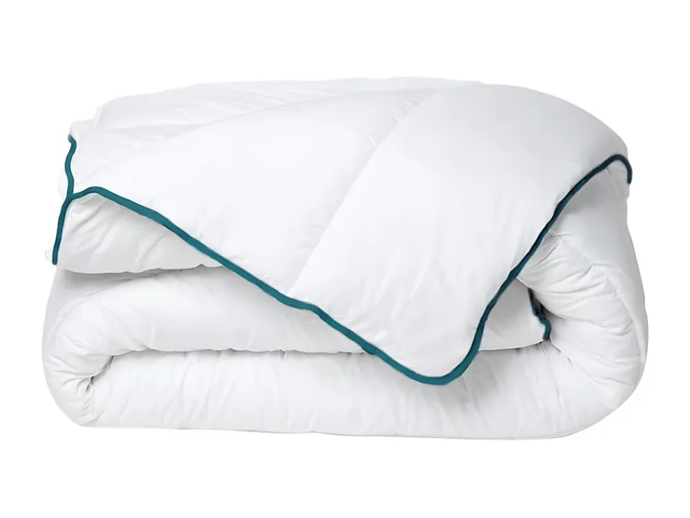 Vente-unique Couette chaude recyclée de DREAMEA en microfibre - 140 x 200 cm - 350 gr/ m² - Biais bleu - ROSA* Couette