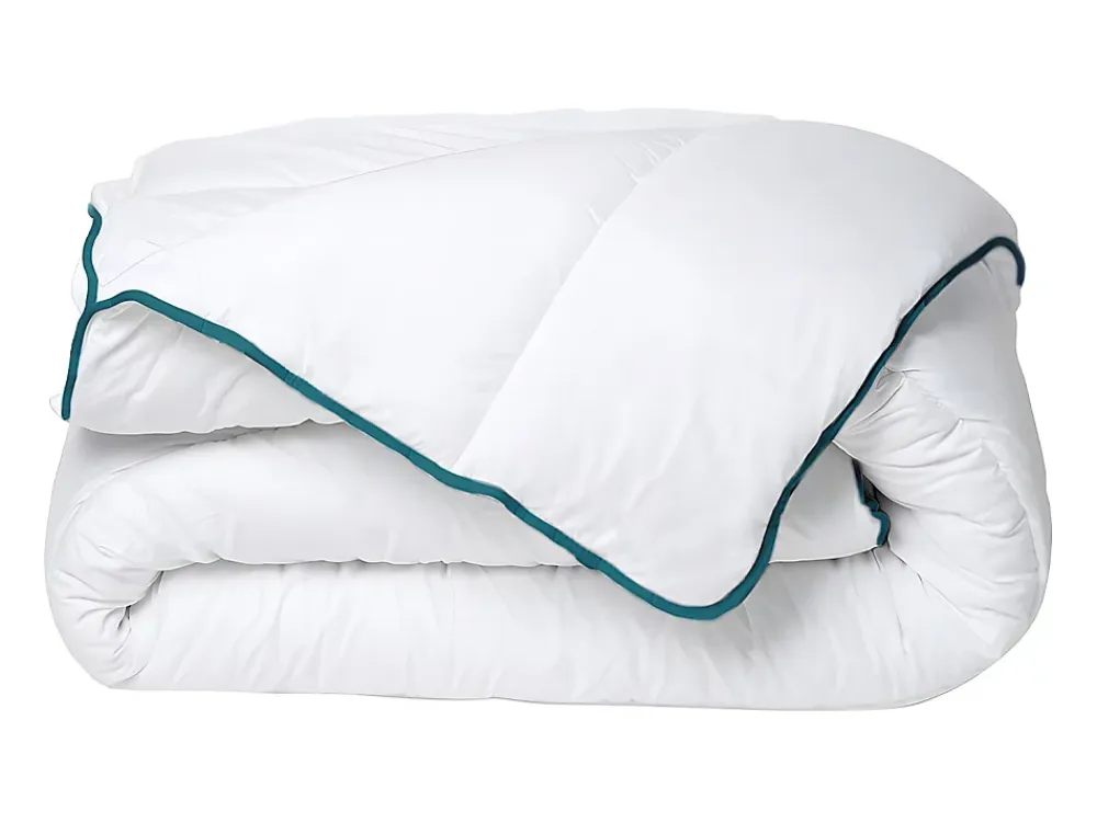 Vente-unique Couette chaude recyclée de DREAMEA en microfibre - 140 x 200 cm - 350 gr/ m² - Biais bleu - ROSA* Couette
