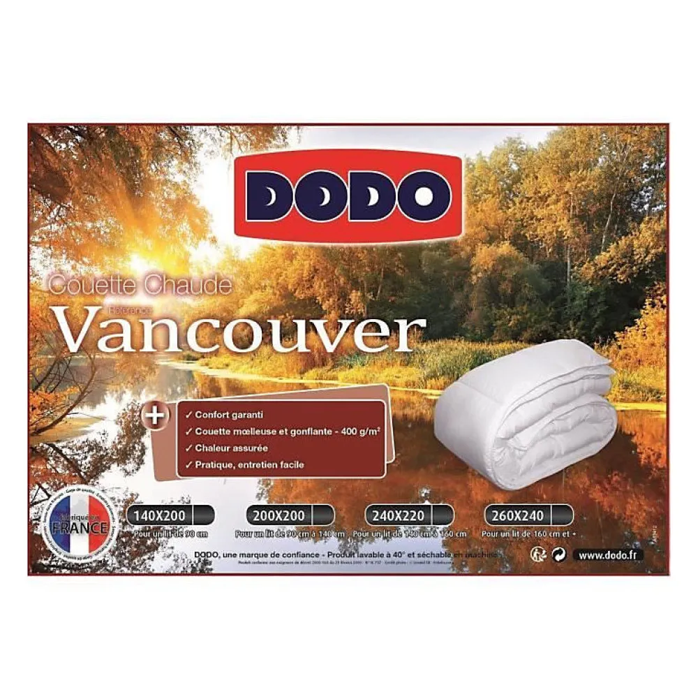 Dodo Couette chaude Vancouver - 200 x 200 cm - 400gr/m² - Blanc -* Couette
