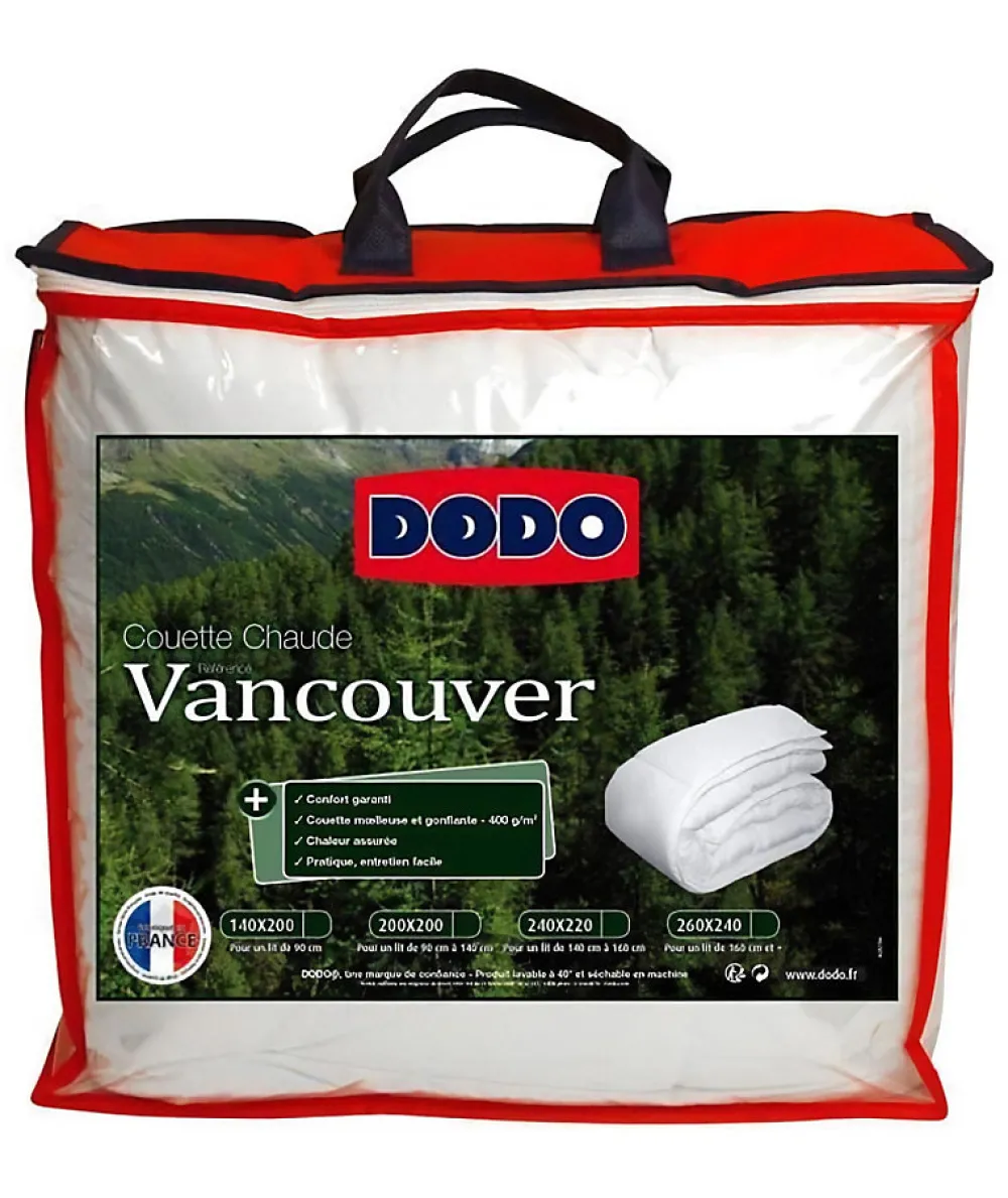 Dodo Couette chaude Vancouver - 200 x 200 cm - 400gr/m² - Blanc -* Couette