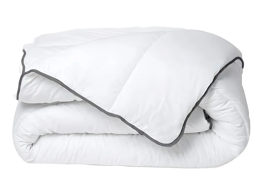 Couette Câline toucher soie 240 x 260 cm - 250 g/m² - Blanc biais gris - BIESYA>Vente-unique New