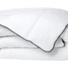 Vente-unique Couette Câline toucher soie 220 x 240 cm - 250 g/m² - Blanc biais gris- BIESYA* Couette