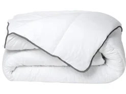 Couette Câline toucher soie 140 x 200 cm - 250 g/m² - Blanc biais gris - BIESYA><noscript><img width=