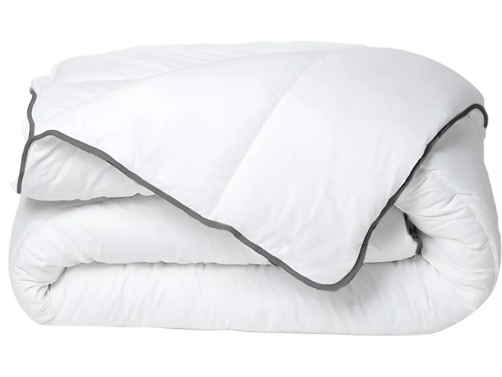 Couette Câline toucher soie 140 x 200 cm - 250 g/m² - Blanc biais gris - BIESYA>Vente-unique Online