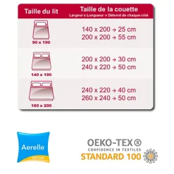 Couette de lit premium tempérée 350g blanc Aerelle soft flex Dimension - 140x200><noscript><img width=