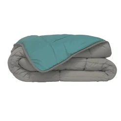 Poyet Motte Couette d'été en microfibre bicolore (260x240 cm - Bleu)* Couette