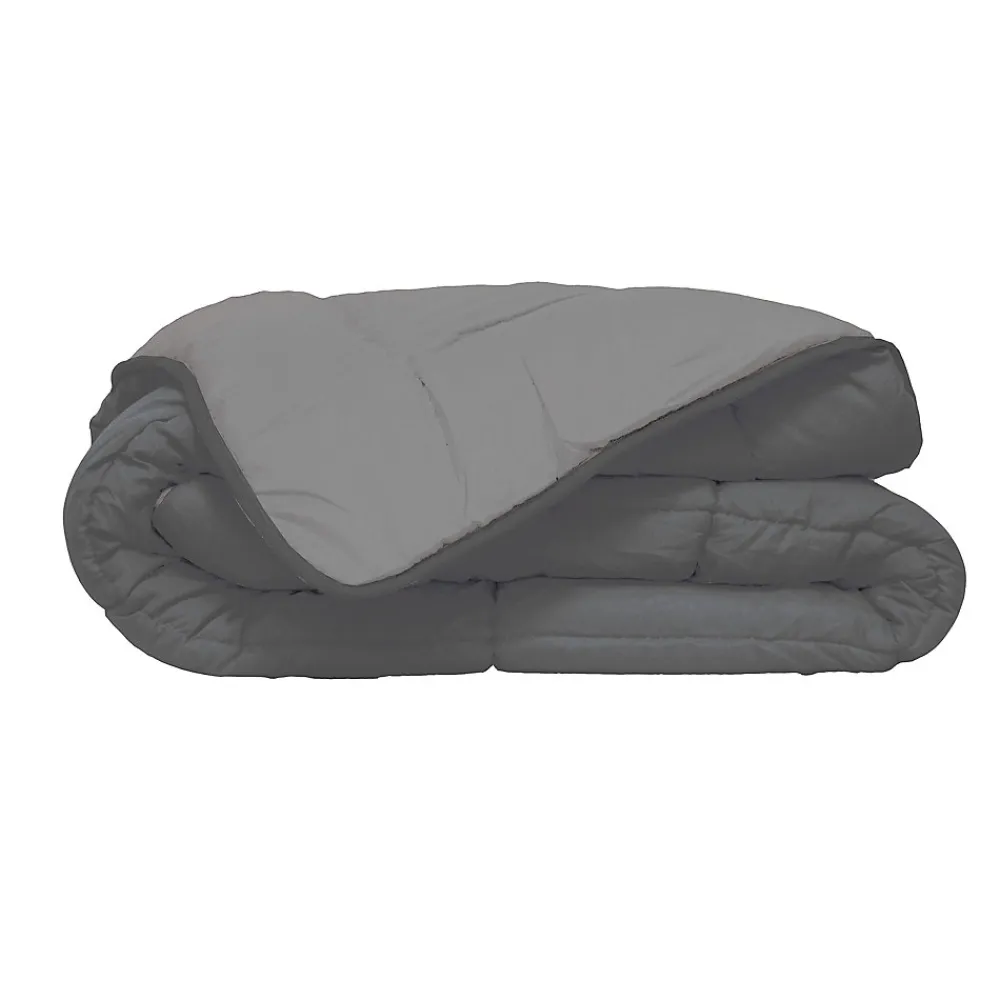 Couette d'été en microfibre bicolore (140x200 cm - Gris clair)>Poyet Motte Best