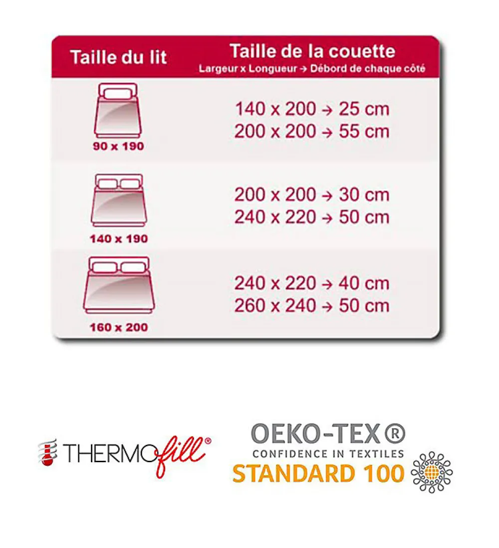Couette hiver chaude Thermofill 350g 200 x 200 cm pour lit 1 place>Abeil Discount