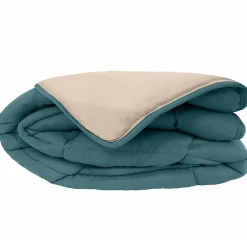 Linnea Couette hiver 240x220 cm COCOON BICOLORE Bleu paon/Galet garnissage fibre polyester 400g/m2* Couette