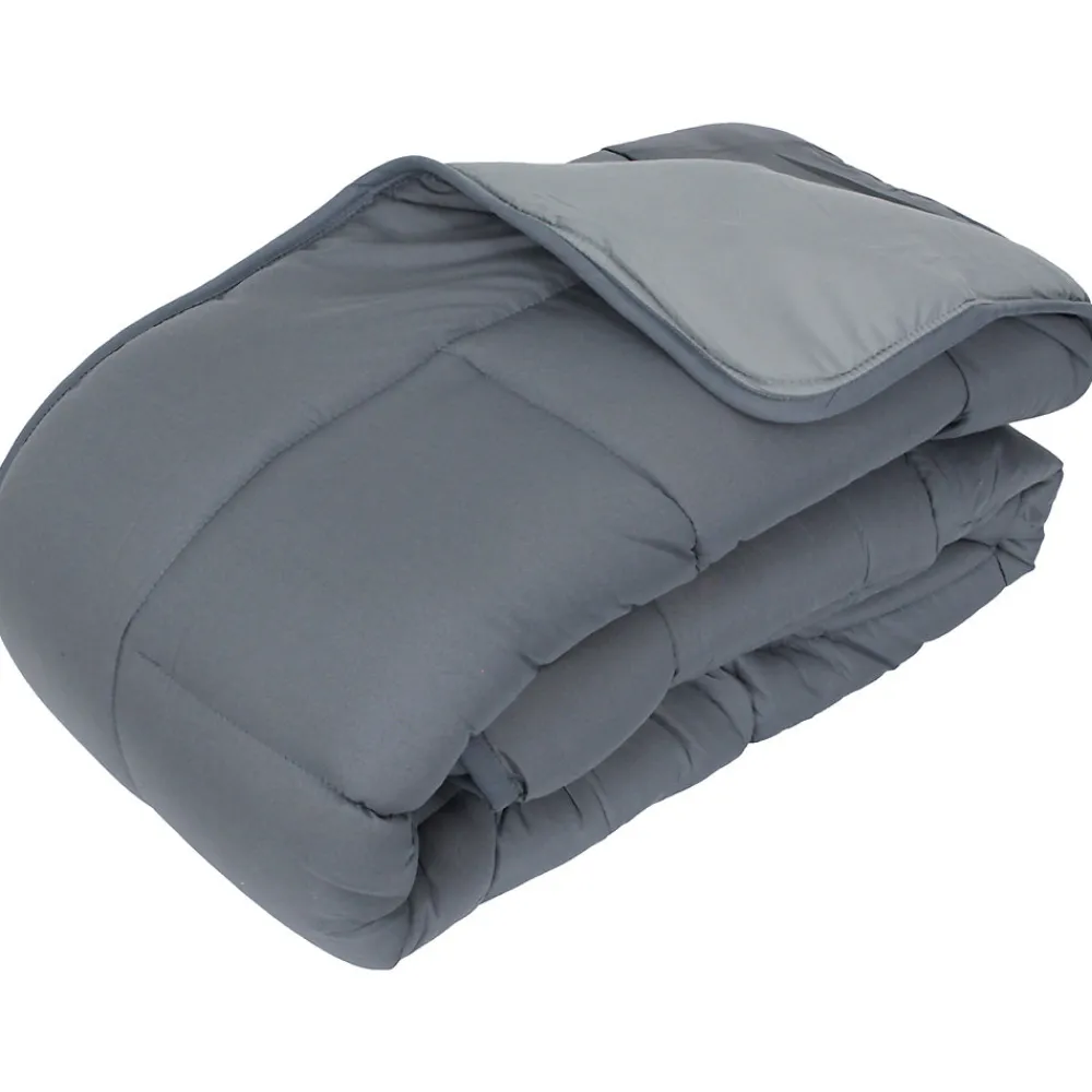 Couette hiver 260x240 cm COCOON BICOLORE Acier/Argent garnissage fibre polyester 400g/m2>Linnea Best