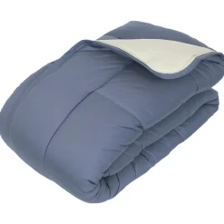 Couette hiver 200x200 cm COCOON BICOLORE Petrole/Mastic garnissage fibre polyester 400g/m2>Linnea Discount