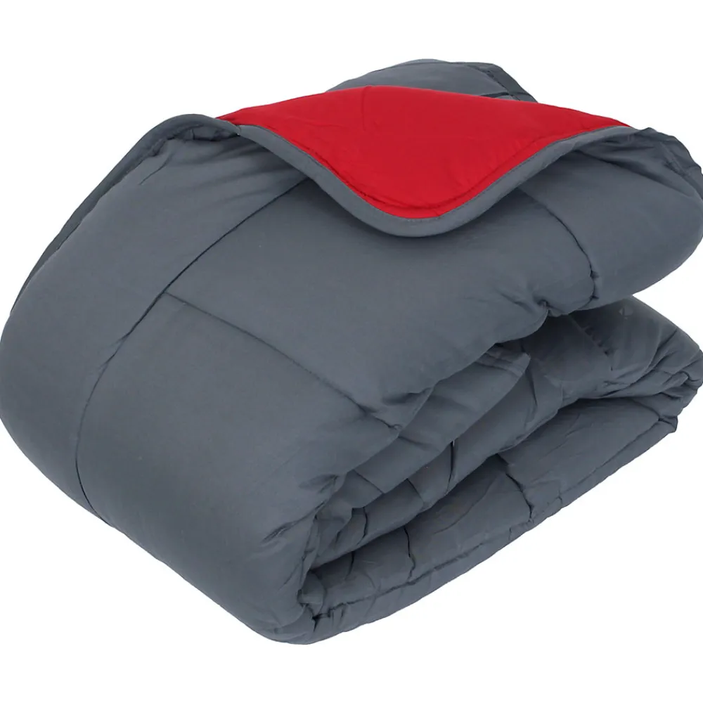 Couette hiver 140x200 cm COCOON BICOLORE Gris/Rouge garnissage fibre polyester 400g/m2>Linnea