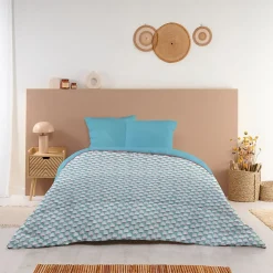 Bleu Calin Couette Imprimée Chaude 140x200cm DOUCEUR* Couette