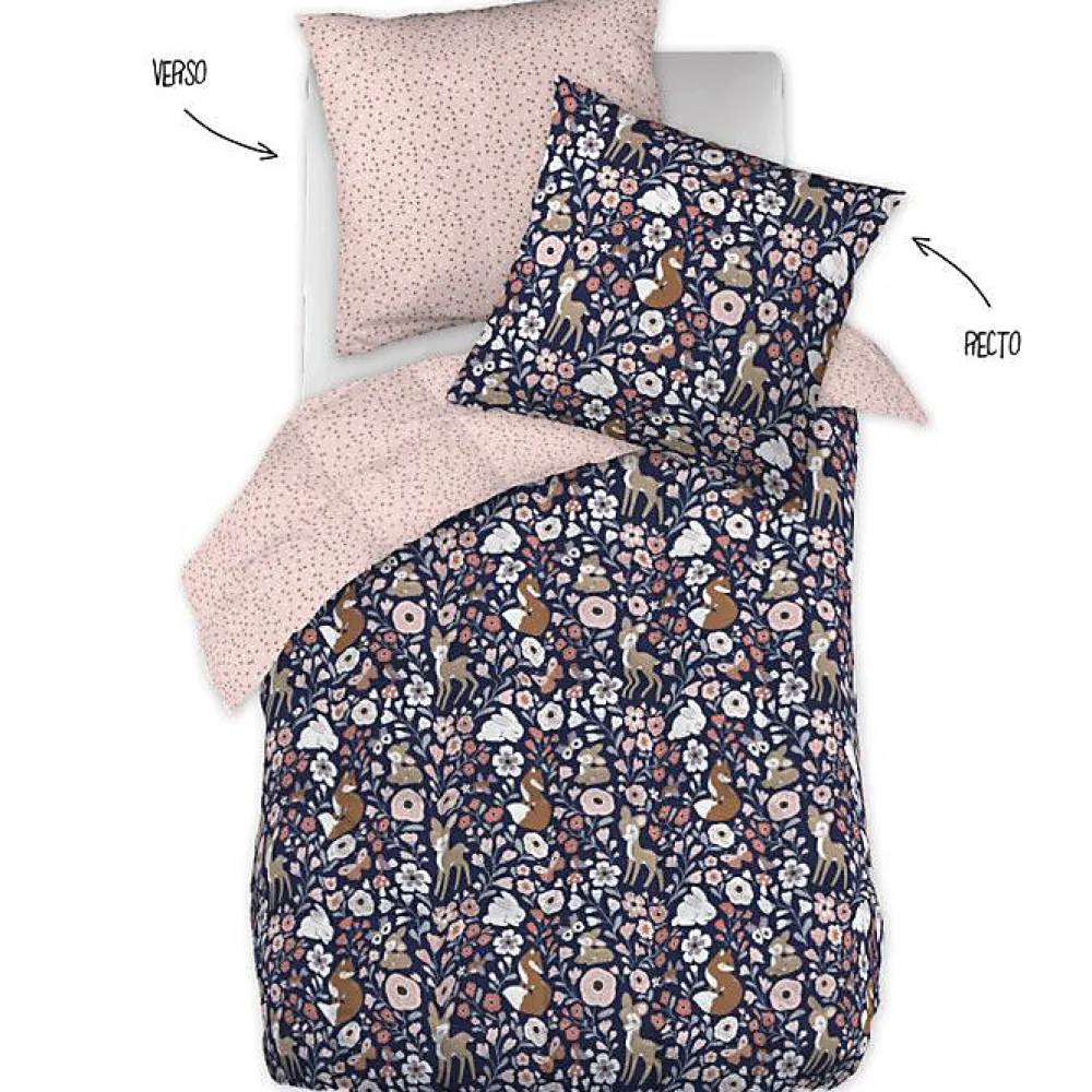 Couette imprimée toutes dimensions "Forêt enchantée" Réversible 100% Coton / 57 Fils/cm² - - 140 x 200 cm pour l>L'Effet Papillon Sale