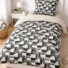 Mortreux Couette légère imprimée / Uni gris clair - 1 personne 140 x200 - 29186* Couette