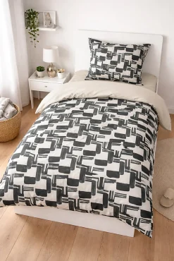 Mortreux Couette légère imprimée / Uni gris clair - 1 personne 140 x200 - 29186* Couette