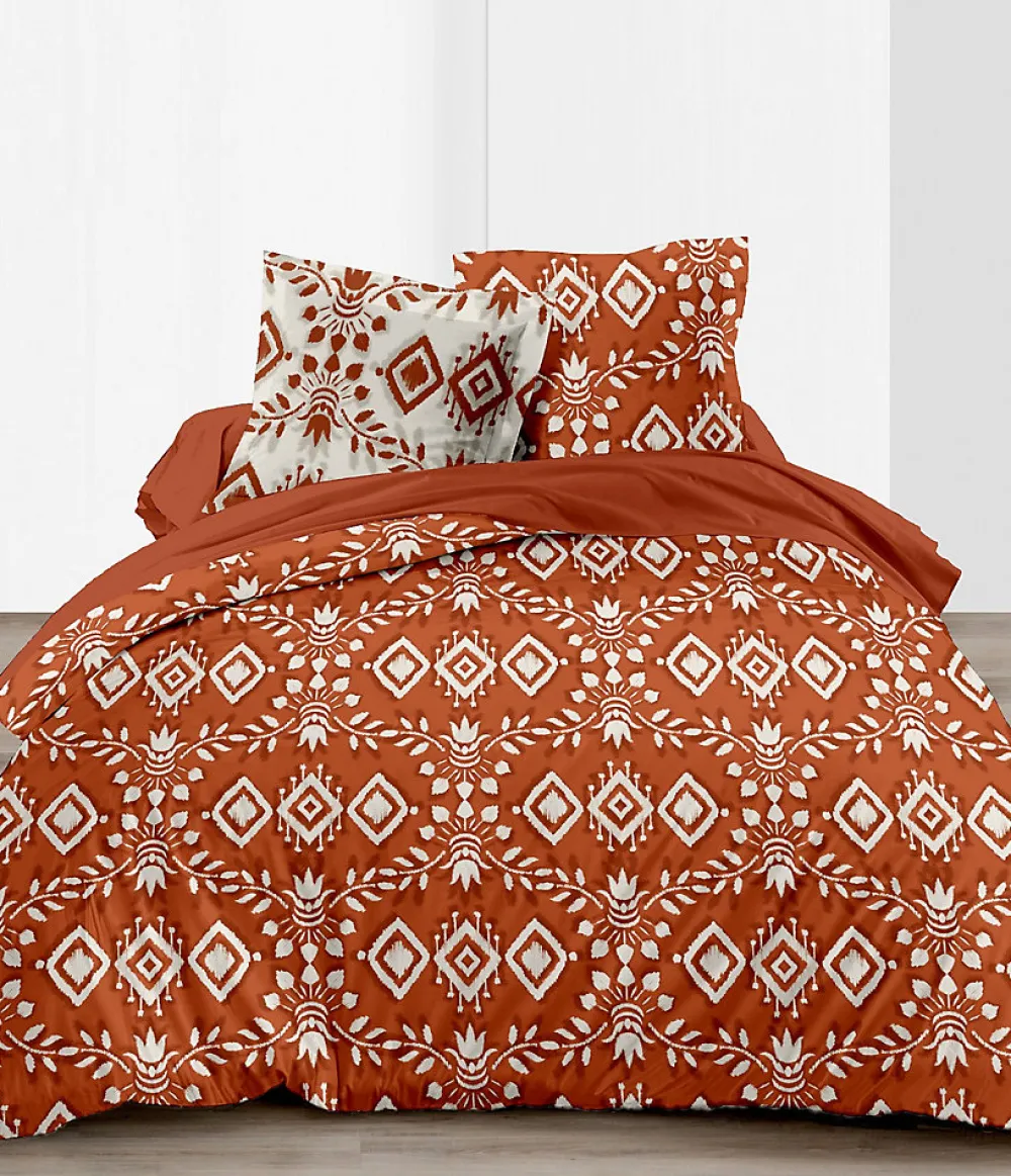 Couette légère imprimée / Uni Terracotta - 1 personne 140 x200 - Toutes saisons - 29187>Mortreux Best