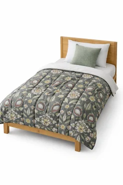 Couette légère imprimée fleurs/ non tissé blanc - 1 personne 140x200 - 14018-1>Mortreux