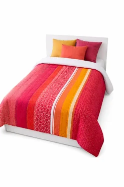 Couette légère imprimée jasper rouge / non tissé blanc - 1 personne 140 x 200 - 14018-5>Mortreux Discount