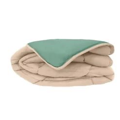 Toison d'Or Couette légère réversible bicolore en microfibre 200 gr/m² (200x200 cm - Turquoise)* Couette