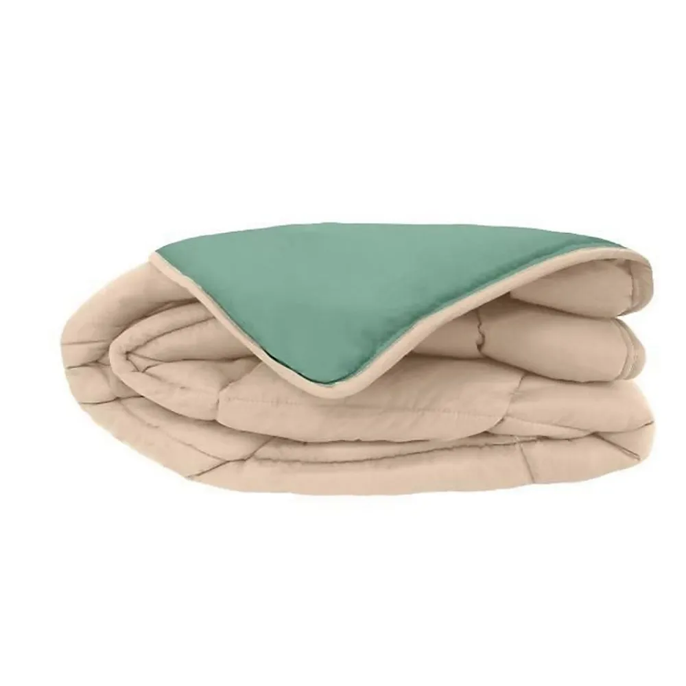 Toison d'Or Couette légère réversible bicolore en microfibre 200 gr/m² (200x200 cm - Turquoise)* Couette