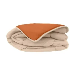 Couette légère réversible bicolore en microfibre 200 gr/m² (200x200 cm - Orange)><noscript><img width=