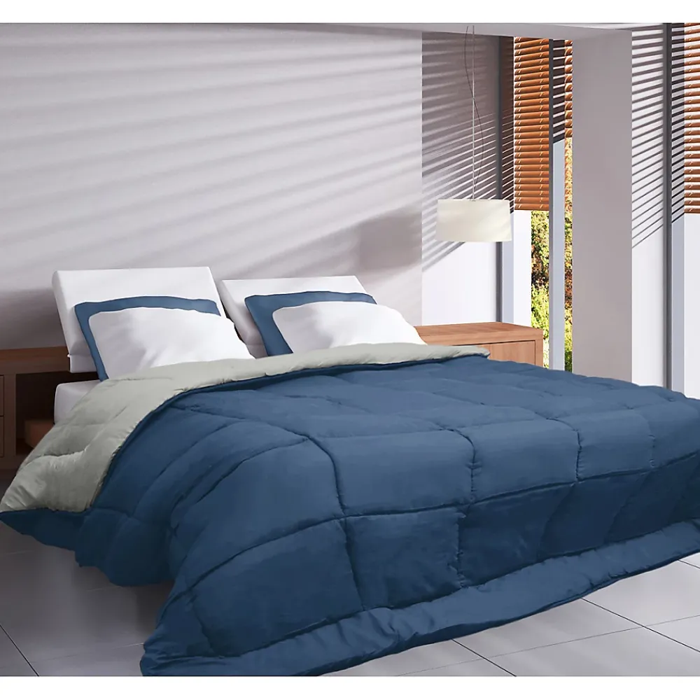Toison d'Or Couette Microfibre 400g/m² CALGARY Petrole & Mastic 140x200cm* Couette