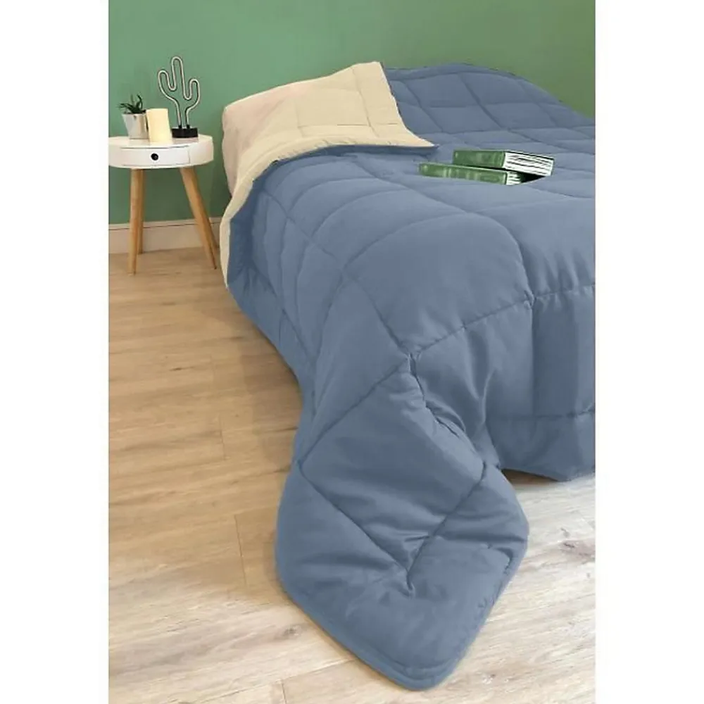 Toison d'Or Couette Microfibre 400g/m² CALGARY Petrole & Mastic 140x200cm* Couette