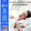 Couette protection totale anti acariens 400 gr/m² 140 x 200 cm pour lit 1 place 90 x 190 cm>Bleu Calin Discount