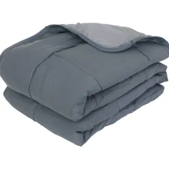 Couette été 240x220 cm COCOON BICOLORE Acier/Argent garnissage fibre polyester 200g/m2>Linnea Best
