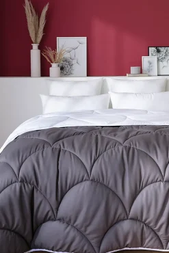 Abeil Couette tempérée 240 x 260 cm bicolore polyester gris et blanc* Couette