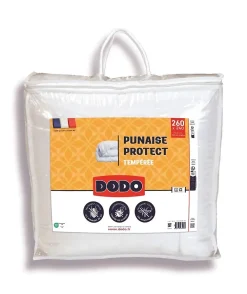 Dodo Couette tempérée 240x260 cm - 2 personnes - Protection anti punaise, anti acarien - 300G/m² - Blanc - Fabriqué en France* Couette