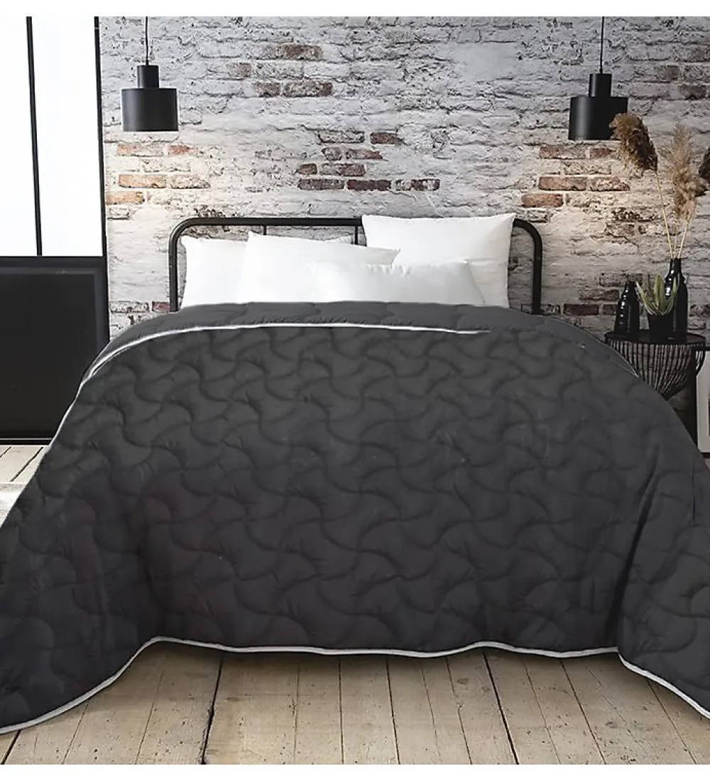 Couette tempérée Gris et blanc 300g 140 x 200 pour lit 1 place>Abeil Outlet