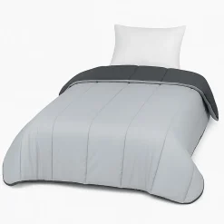 Couette Tempérée Gris Foncé/gris Clair - 1 Personne 140 x 200 - 20725>Mortreux Hot