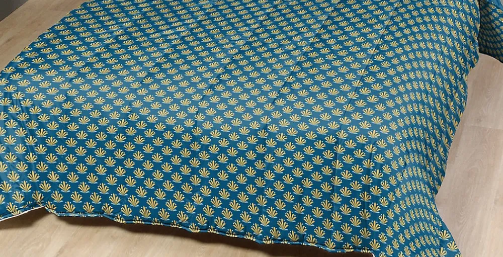 Couette tempérée imprimée D-tox / uni bleu - 2 personnes 220 x 240 ->Mortreux