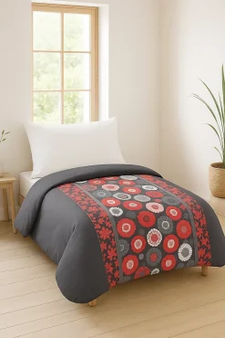 Mortreux Couette Tempérée Imprimée Japonisant/gris - 1 Personne 140 x 200 - 10407* Couette