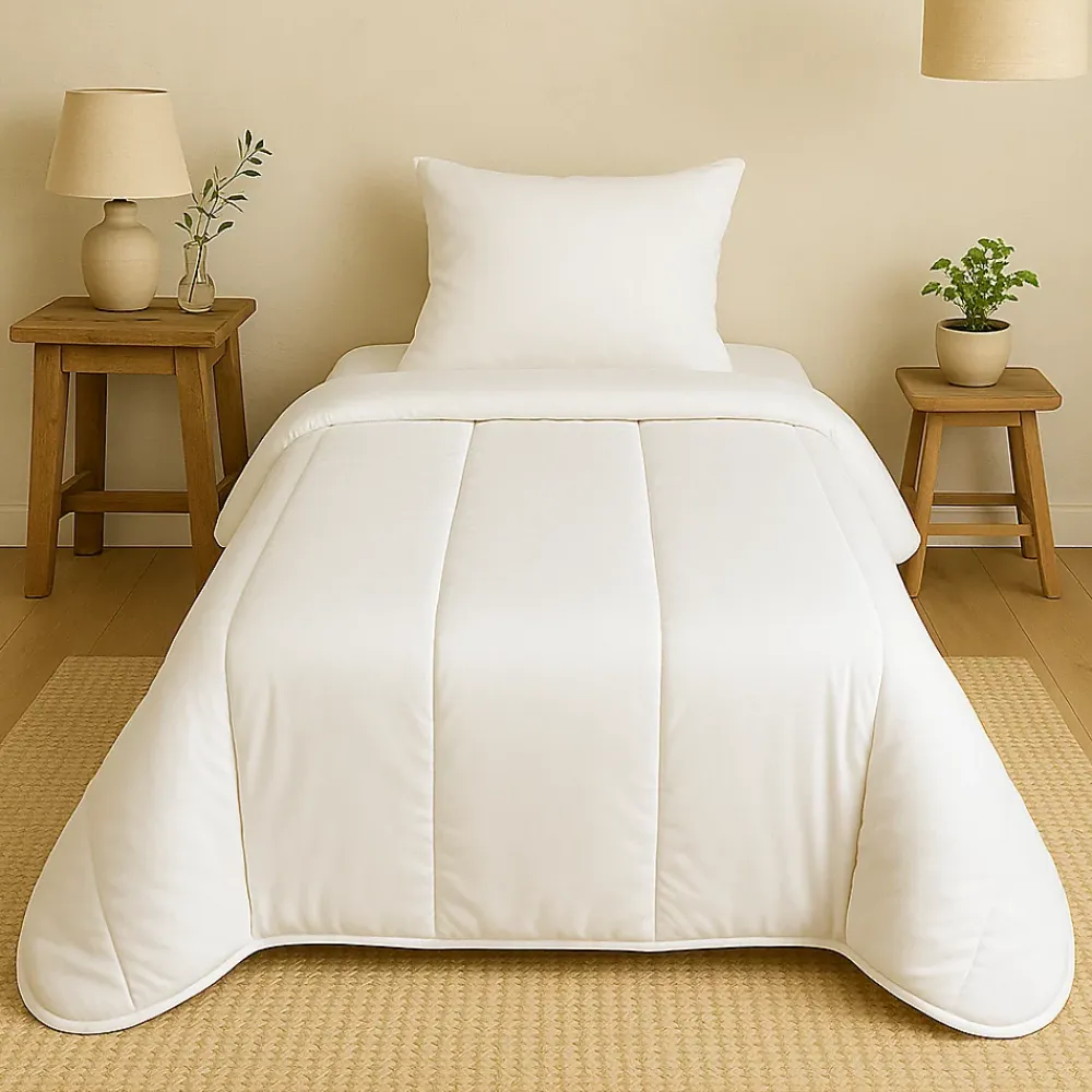 Mortreux Couette tempérée microfibre blanche - 1 personne 140 x 200 - 13064* Couette