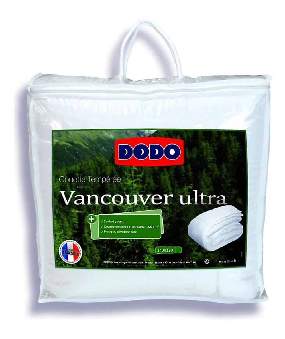 Couette tempérée Vancouver Ultra - 220 x 240 cm - 300gr/m² - Blanc ->Dodo Discount