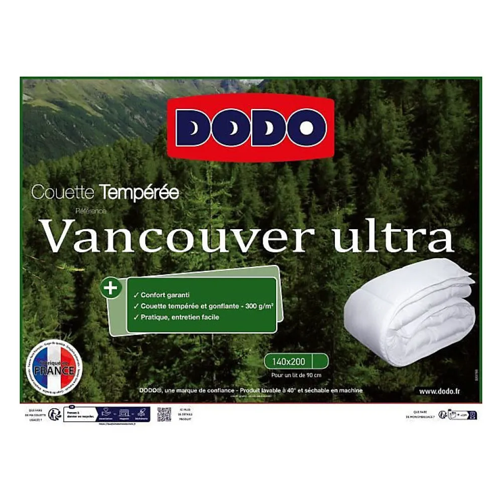 Dodo Couette VANCOUVER - 140x200 cm - Ultra tempérée - Fabriqué en France* Couette