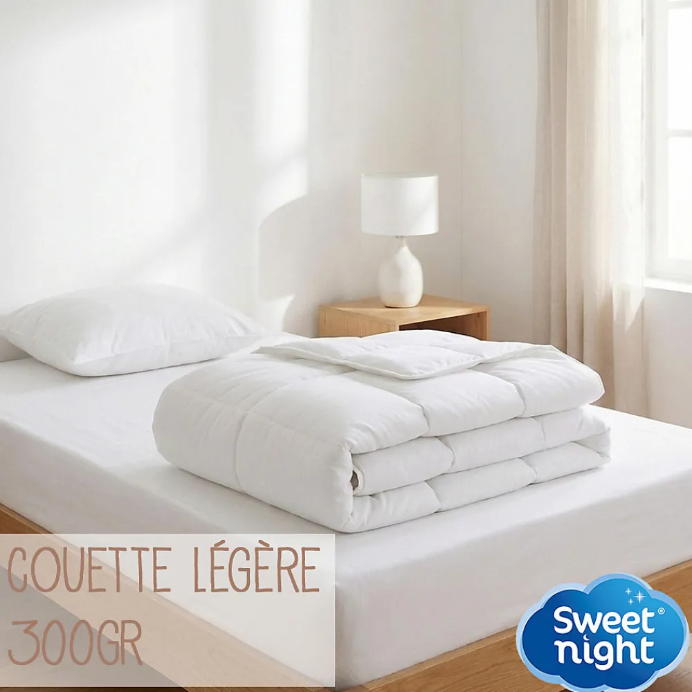 Sweetnight Couette 140x200 cm - Pour Lit 1 Personne - Enveloppe en Coton - Légère - Sans Traitement* Couette