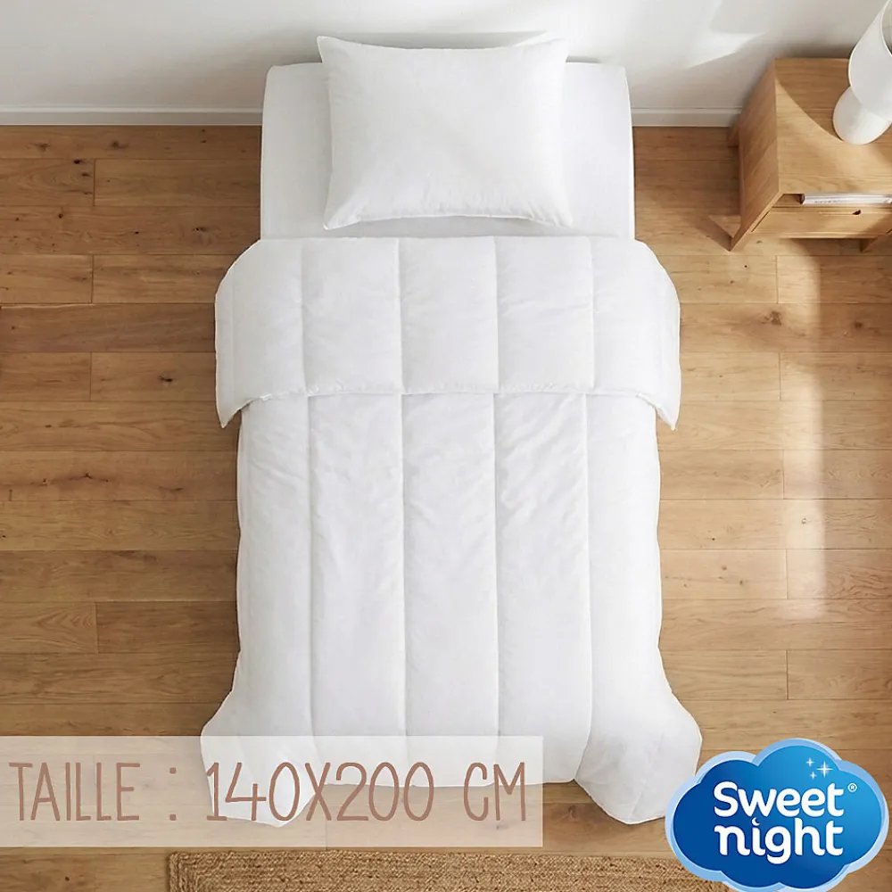 Sweetnight Couette 140x200 cm - Pour Lit 1 Personne - Enveloppe en Coton - Légère - Sans Traitement* Couette