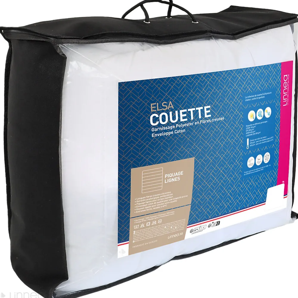 Couette 160x200 cm 4 saisons ELSA garnissage fibre polyester 500g/m2>Linnea