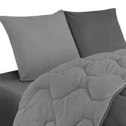 Couette 220x240 CM ABBY bicolore gris clair et gris 300 gr + 2 oreillers><noscript><img width=
