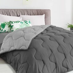 Couette 140x200 CM ABBY bicolore gris clair et gris 300 gr>IDMarket Best