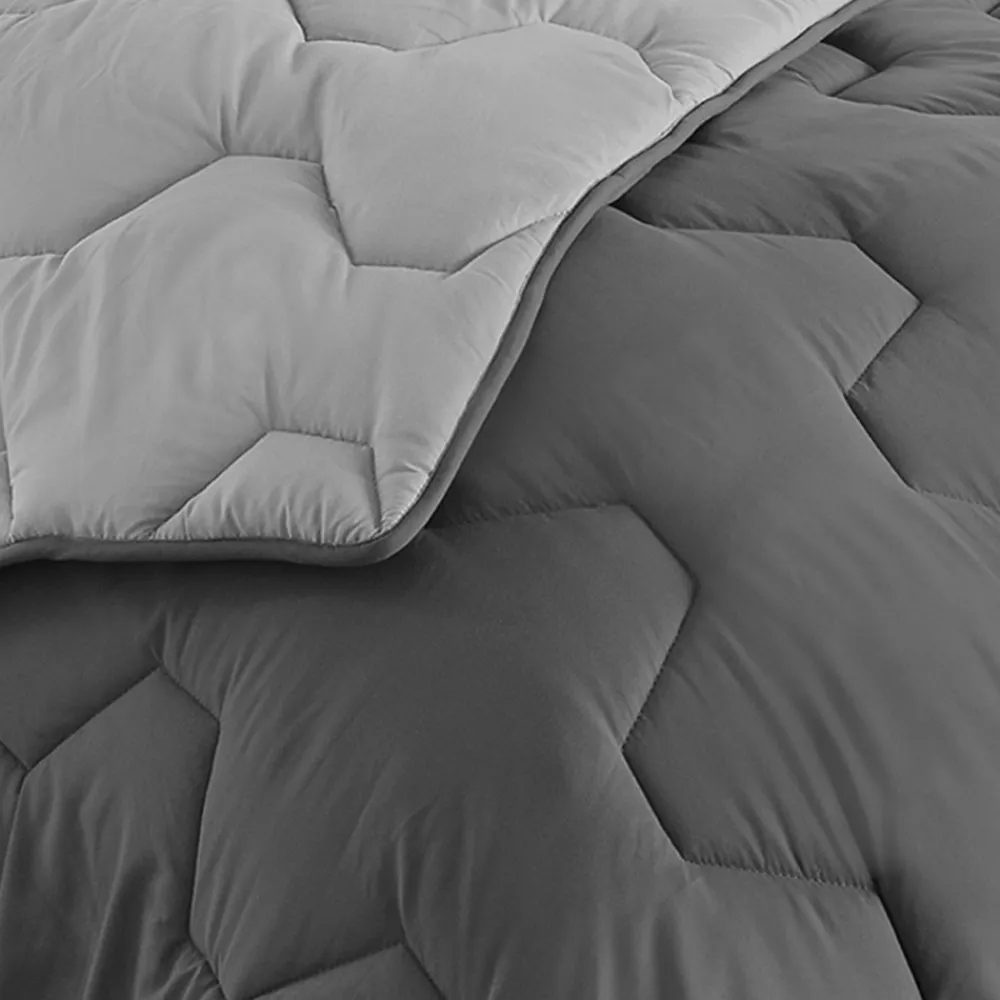 Couette 140x200 CM ABBY bicolore gris clair et gris 300 gr>IDMarket Best