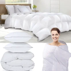 Couette 220x240 CM AELA en plume d'oie anti acarien 500 gr + 2 oreillers><noscript><img width=