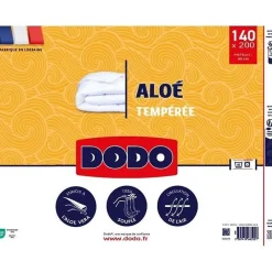 Dodo Couette 140x200 cm ALoe - Tempérée - 300G/m² - Couette 1 personne - Douce et Confortable - Blanc* Couette