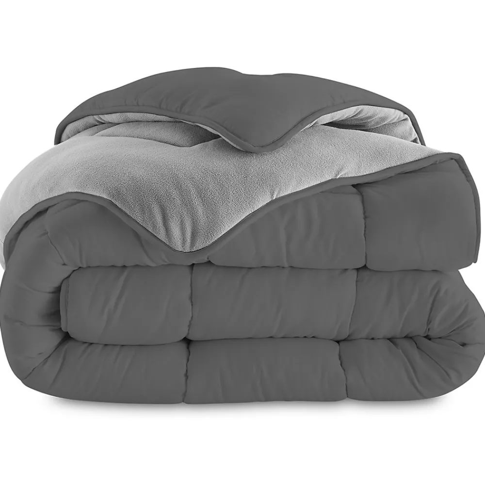 Couette 140x200 CM ZOE polaire biface gris clair et gris 400 gr>IDMarket Clearance