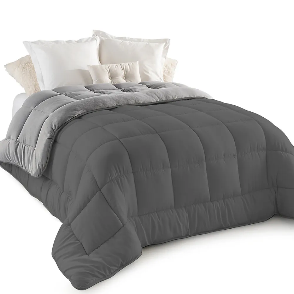 Couette 140x200 CM ZOE polaire biface gris clair et gris 400 gr>IDMarket Clearance